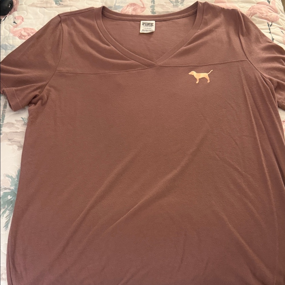 PINK Victoria's Secret Brown Short Sleeve Tee
